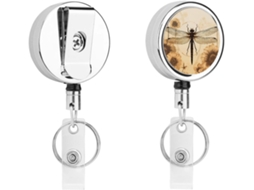 Porta Crachás De Metal Com Design Girassol E Libélula, Retráteis E Com Clipes
