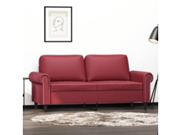 Sofá De 2 Lugares 140 Cm Couro Artificial Vermelho Tinto Lovely Home
