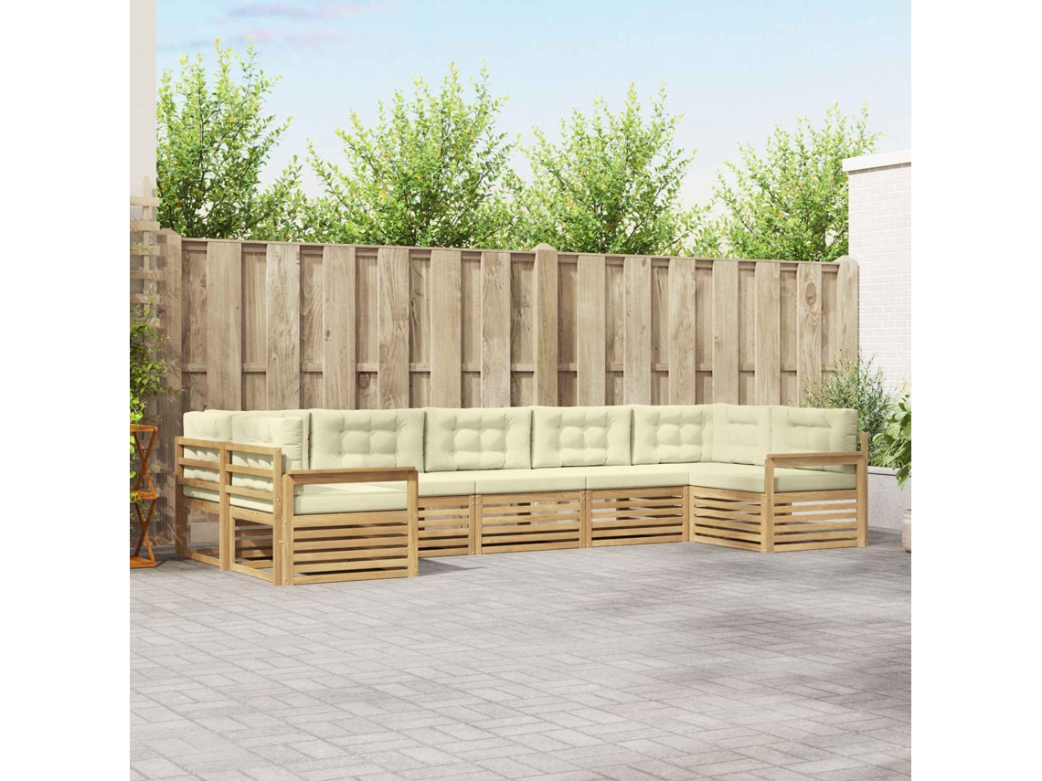 Vidaxl Conjunto De Sofás Para Exterior 7 Unid. Branco E Creme