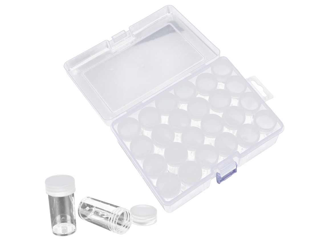 24pcs Recipientes De Almacenamiento Para Pintura De Diamantes Botellas Redondas Con Caja Y Pegatinas