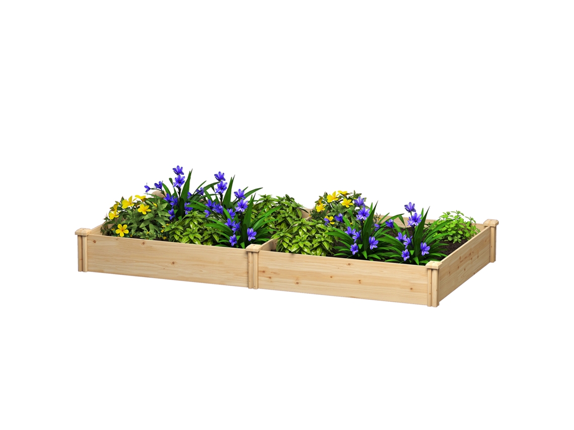 Jardim Elevado de Madeira com divisor e base aberta MARCA (235x121x26 cm, natural)