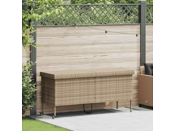 Vidaxl Caixa De Arrumação Jardim Com Rodas 160x55x75 Cm Vime Pe Bege