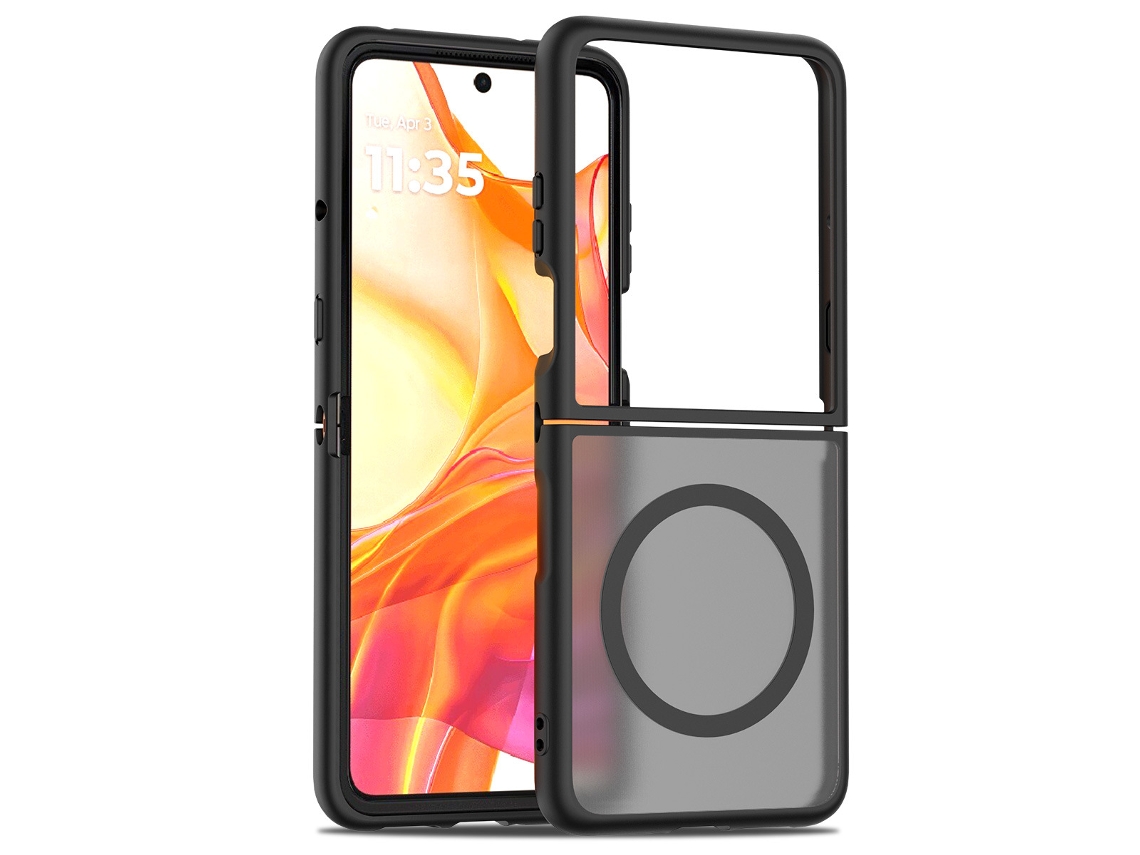 Capa Magnética Para Celular Motorola Silver Shield Com Toque Aveludadopreto - Razr 50