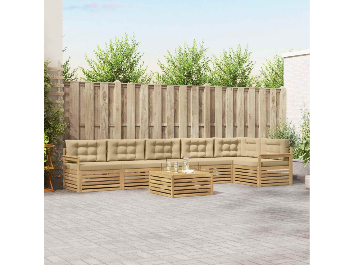 Vidaxl Conjunto De Sofás Para Exterior 7 Unid. Branco E Bege