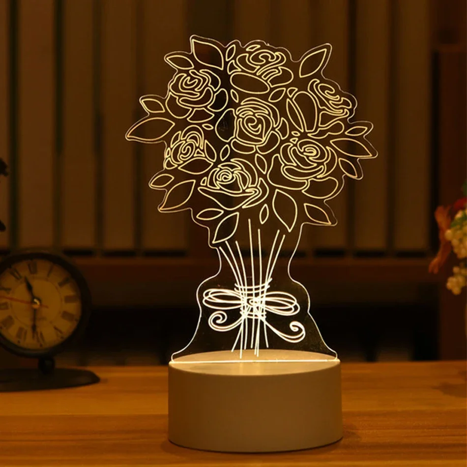 Luminária Noturna Led Usb 3d em Acrílico , Ideal para Decoração de Casa e Quarto. MDUG (3 Cores)