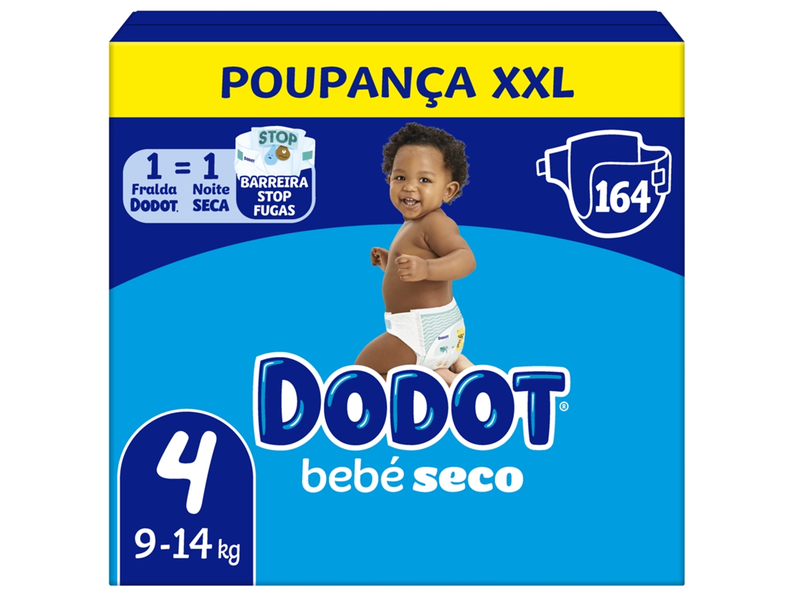 Fraldas Bebé Seco 9-14kg T4 DODOT emb. 164 un