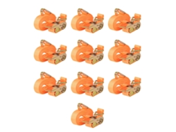 Vidaxl Cintas Fixação C/ Roquete 10 Pcs 0,4 Toneladas 6mx25mm Laranja