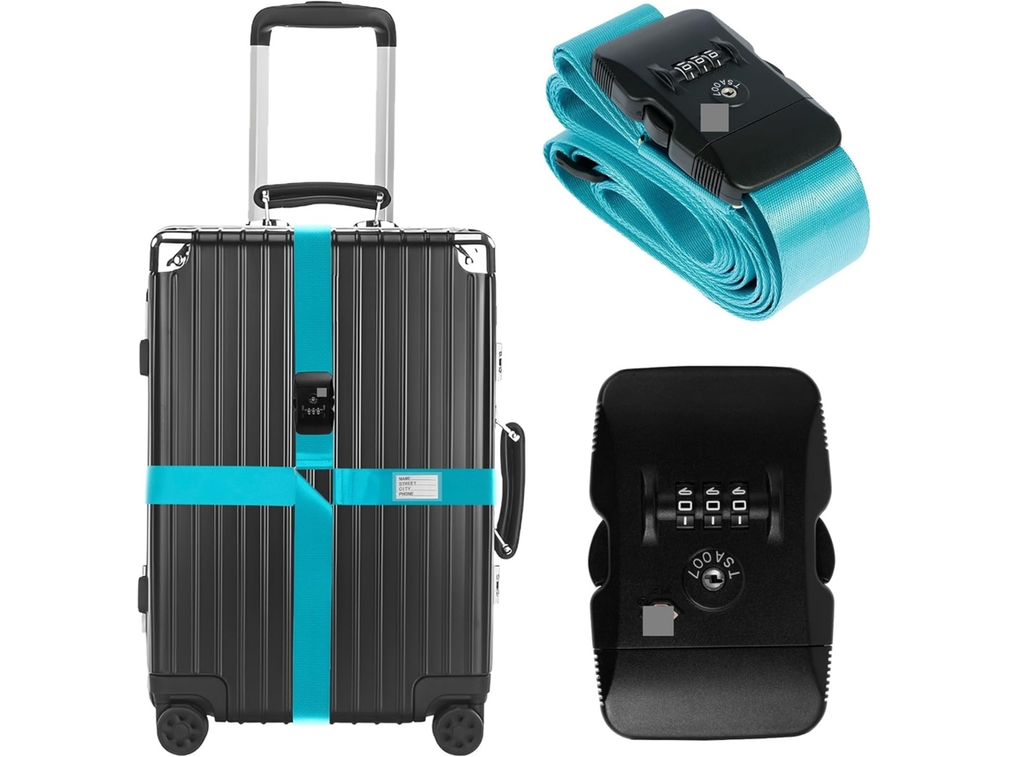 Cintas De Bagagem Ajustáveis, Fivela Antifurto Para Bagagem, Cinto De Segurança Ajustável Para Malas 1 Azul Celeste