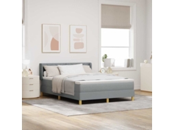 Vidaxl Cama Box Com Cabeceira Cinzento-claro 200 X 160 Cm Tecido