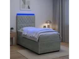 Vidaxl Cama Box Com Led E Colchão Cinzento-claro 80 X 200 Cm Veludo