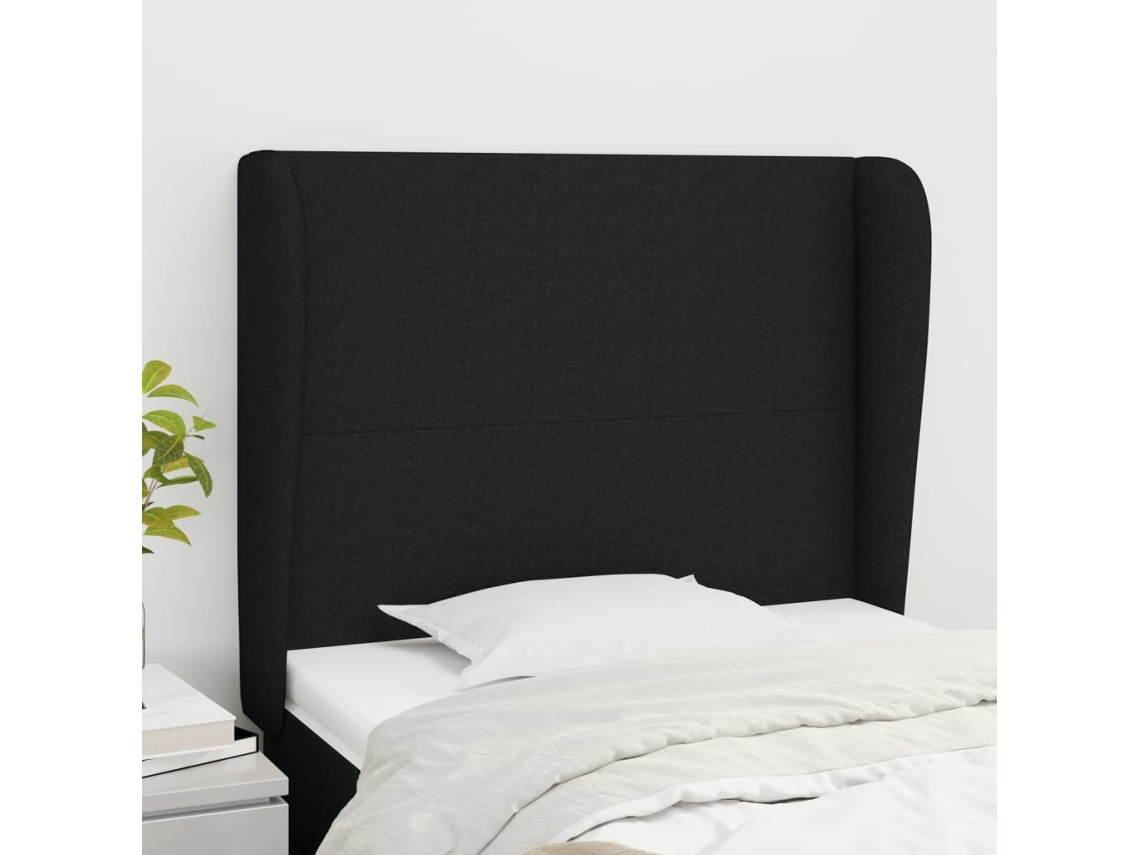 Vidaxl Cabeceira De Cama C/ Abas Tecido 83x23x118/128 Cm Preto