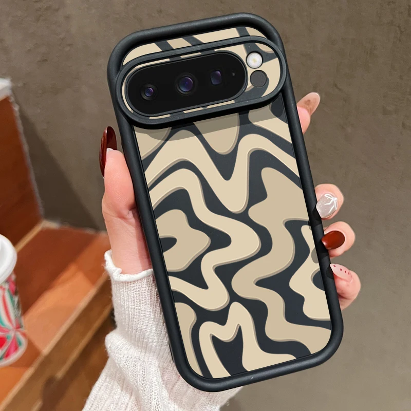Capa Protetora Macia Com Estampa Listrada Preta Para Google Pixel 9, À Prova De Choque, Em Tpu.