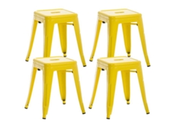 Armin Industrial Chairs Conjunto de 4 cadeiras empilháveis e em pé de metal amarelo