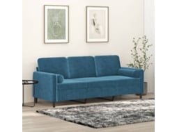 Sofá 3 Lugares com Almofadas Decorativas 180 Cm Veludo Azul PANGSHIYUAN