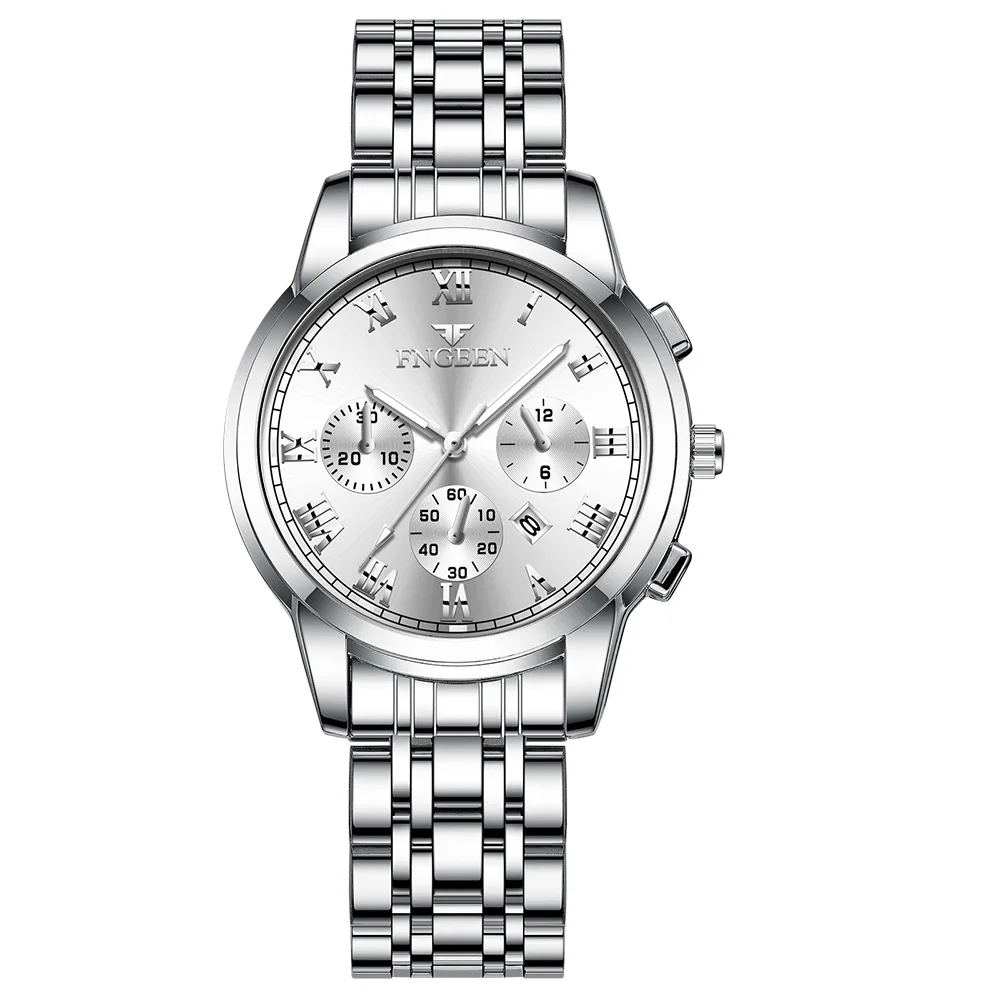 Relógio Feminino Luxo de Quartzo, Caixa em Aço Inoxidável, Resistente À Água e com Luz Noturna MDUG (totalmente Prateado)