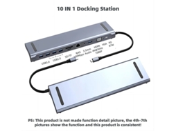 Hub Usb C, Estação De Acoplamento Adaptador 10 Em 1 Com 4k Hdmi, Vga, Pd De 87 W, 5 Gbps Usb3.0/2.0, Ethernet Rj45, Leitor De Cartão Sd/tf Bestvite