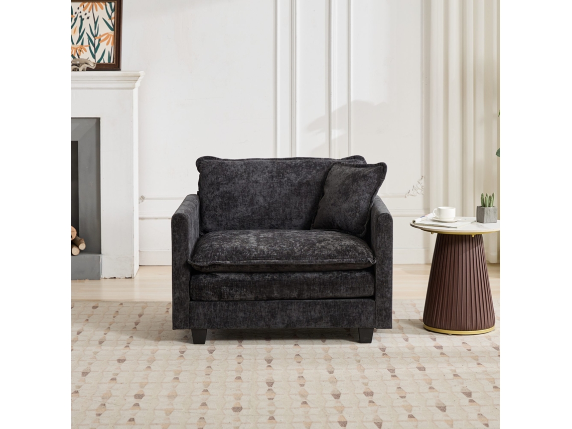 Assento Nuvem Individual Chenille Cor Preto
