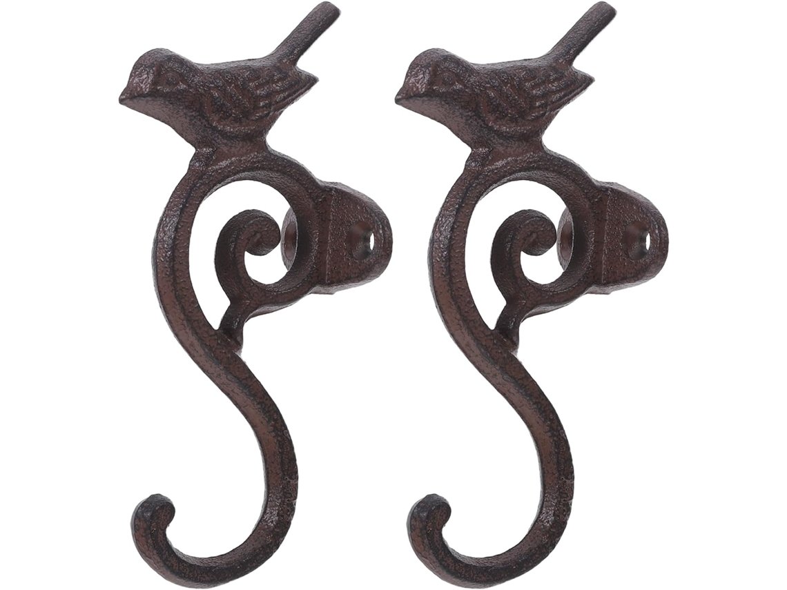 Conjunto De 2 Ganchos Parede Vintage Em Ferro Fundido Com Formato Pássaro, Ideais Para Pendurar Casacos E Chapéus Estilo