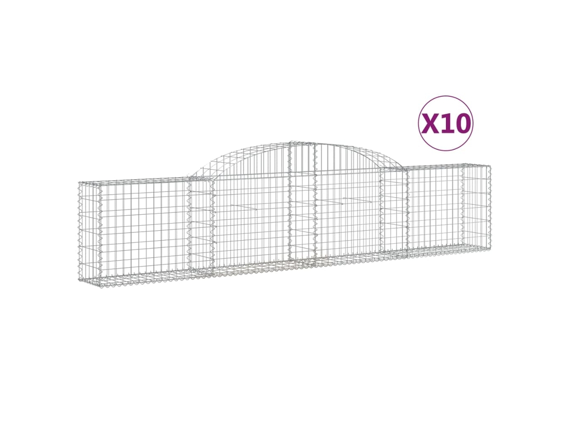 Conjunto 10 Cesto gabião VIDAXL Prateado Ferro (300x30x60/80 cm)