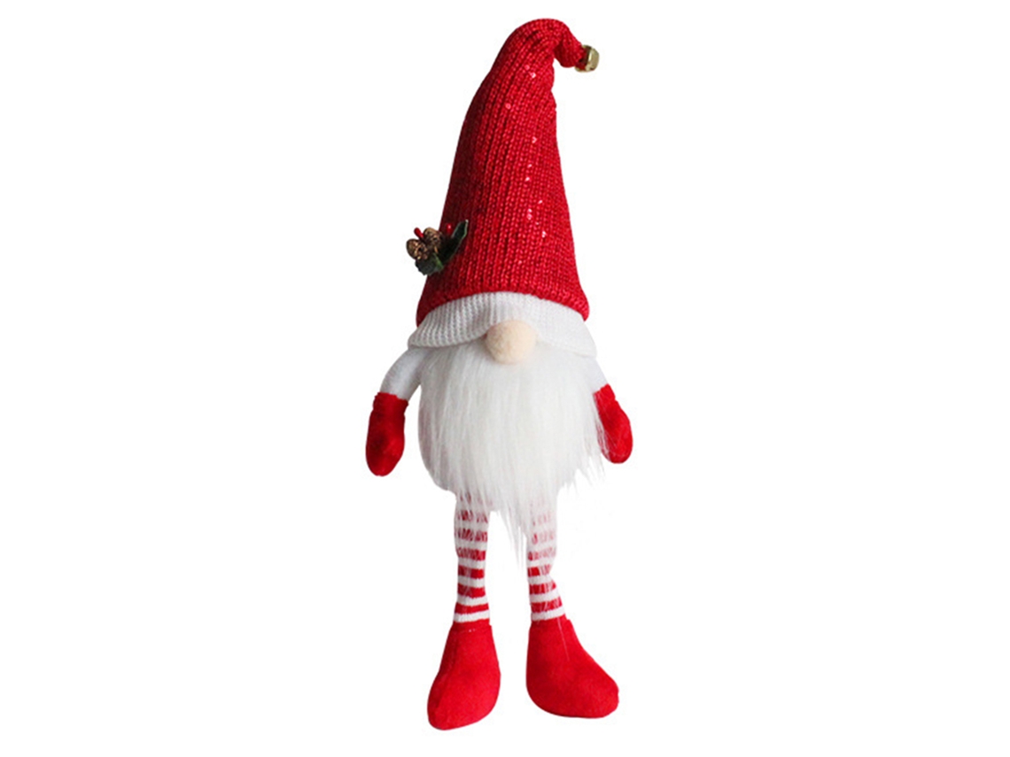 Boneco de Pelúcia Estilo Barba Pinheiro, Velho Homem com Chapéu Vermelho e Pernas Longas LAXISCREED