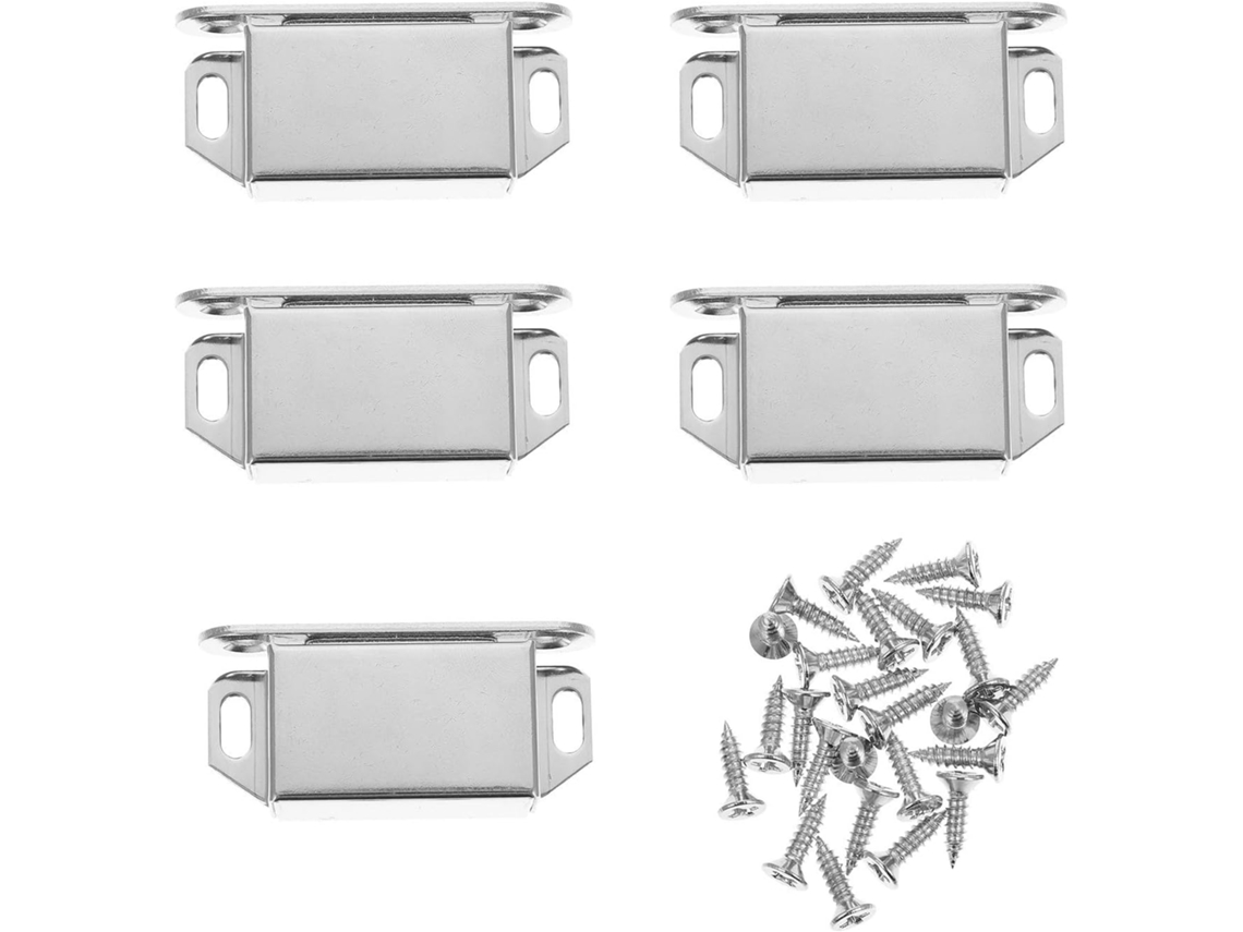Conjunto De 5 Fechos Magnéticos Em Aço Inoxidável Prateado Para