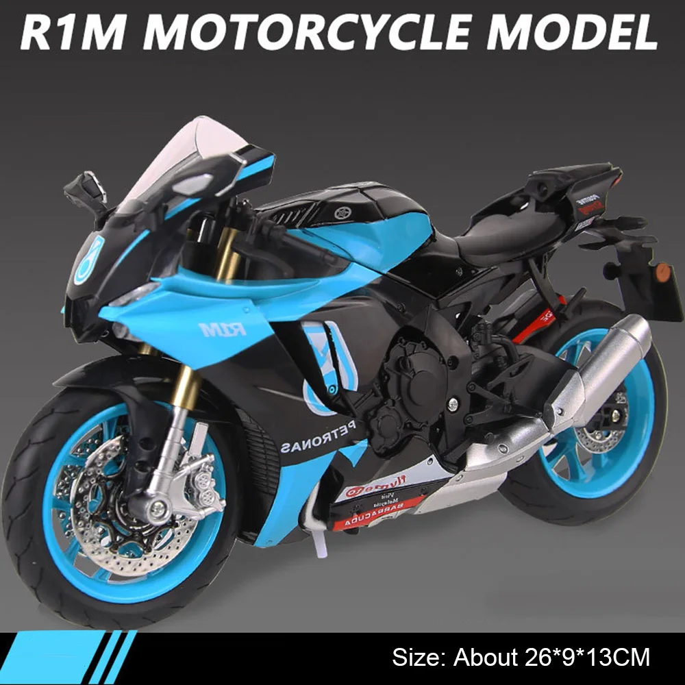 (r1m Azul) Miniatura De Motocicleta Suzuki 1:9 - Liga Metálica Fundida - Suporte De Tripé