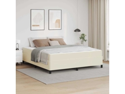Vidaxl Estrutura Da Cama Com Colchão Creme 180 X 200 Cm Tecido