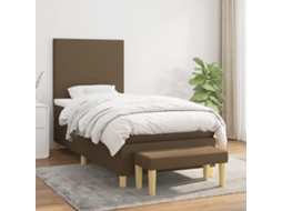 Vidaxl Cama Com Molas/colchão 90x190 Cm Tecido Castanho-escuro