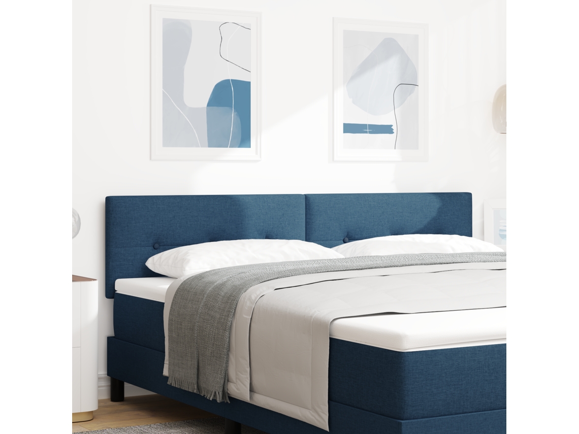 Cabecero Tapizado Botones Azules Tela 180 cm
