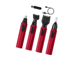 Kit De Beleza 4 Em 1: Barbeador Elétrico Recarregável Via Usb Para Barba, Pelos Do Nariz E Sobrancelhas. Fácil De Limpar E Manter. Cor: Prata.