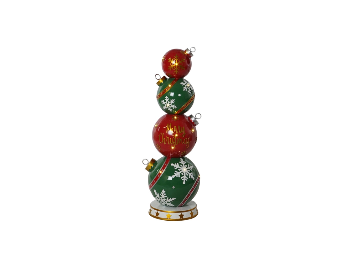 Figura de Resina com Led e Bolas Vermelhas, 35x35x108,5cm ALEXANDRA HOUSE LIVING