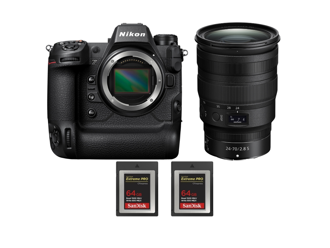 Z9 + Z 24 70mm F/2.8 S + 2 Sandisk 64gb Extreme Pro Cfexpress Type B Máquina Fotográfica Profissional + Ebook Pricedirect NIKON