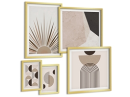 Conjunto De Pinturas Formas Geométricas Abstratas Espelharte (5 Peças)
