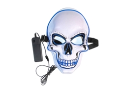 Máscara Led Caveira Com 3 Modos De Luz Para Halloween E Cosplay Azul