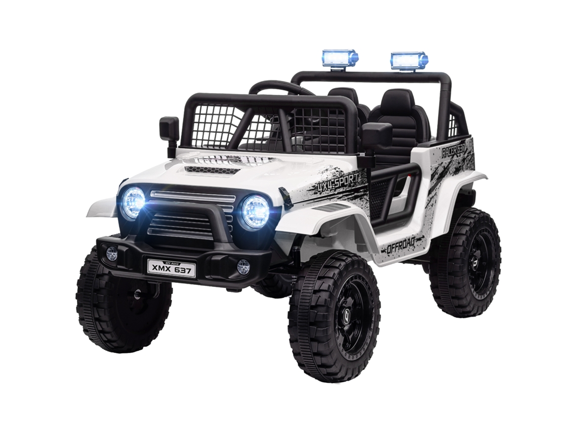 Carro Elétrico Infantil Branco (controle Remoto, Led, Buzina, 12v, Suspensão, Plástico/metal)