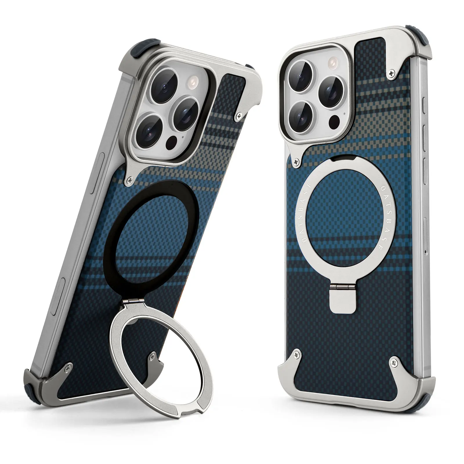 Capa Para Iphone 16 Pro Max (titânio) Com Suporte Magsafe, Capa Protetora Magnética Com Textura De Fibra De Carbono.