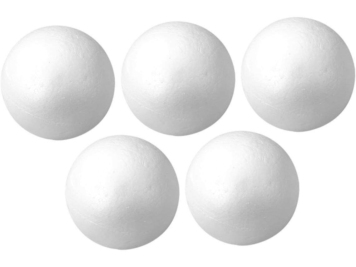 Conjunto 5 Bolas E Artesanato Decoração Branco Para Artes E Art