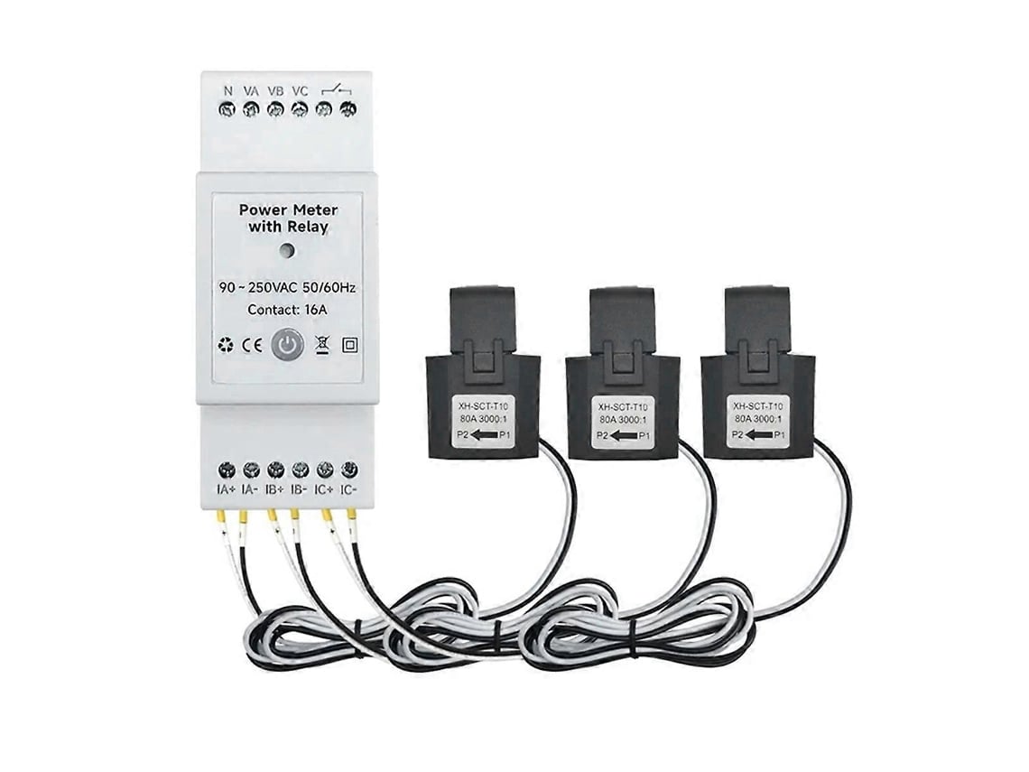 Medidor De Energia Wifi Tuya Smart Life Bidirecional Trifásico Com Interruptor De Contato Seco E Monitoramento Por Aplicativo 80a Ac11 Slowmoose