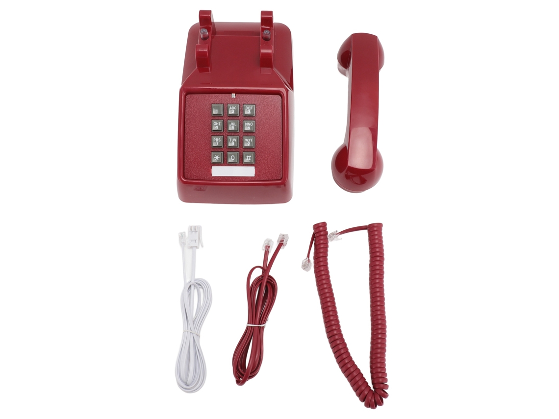 Aetheria telefone Fixo com Fio Vintage Clássico Botões Grandes Controle de Volume Sino Mecânico Vermelho