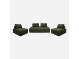 Sofá Modular Em Veludo Canelado, 4 Lugares, Verde Escuro
