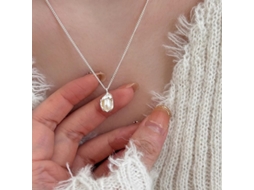 Colar Geométrico com Pérolas Naturais em Prata de Lei 925 , Design Elegante e Sofisticado. MDUG (ouro Branco)