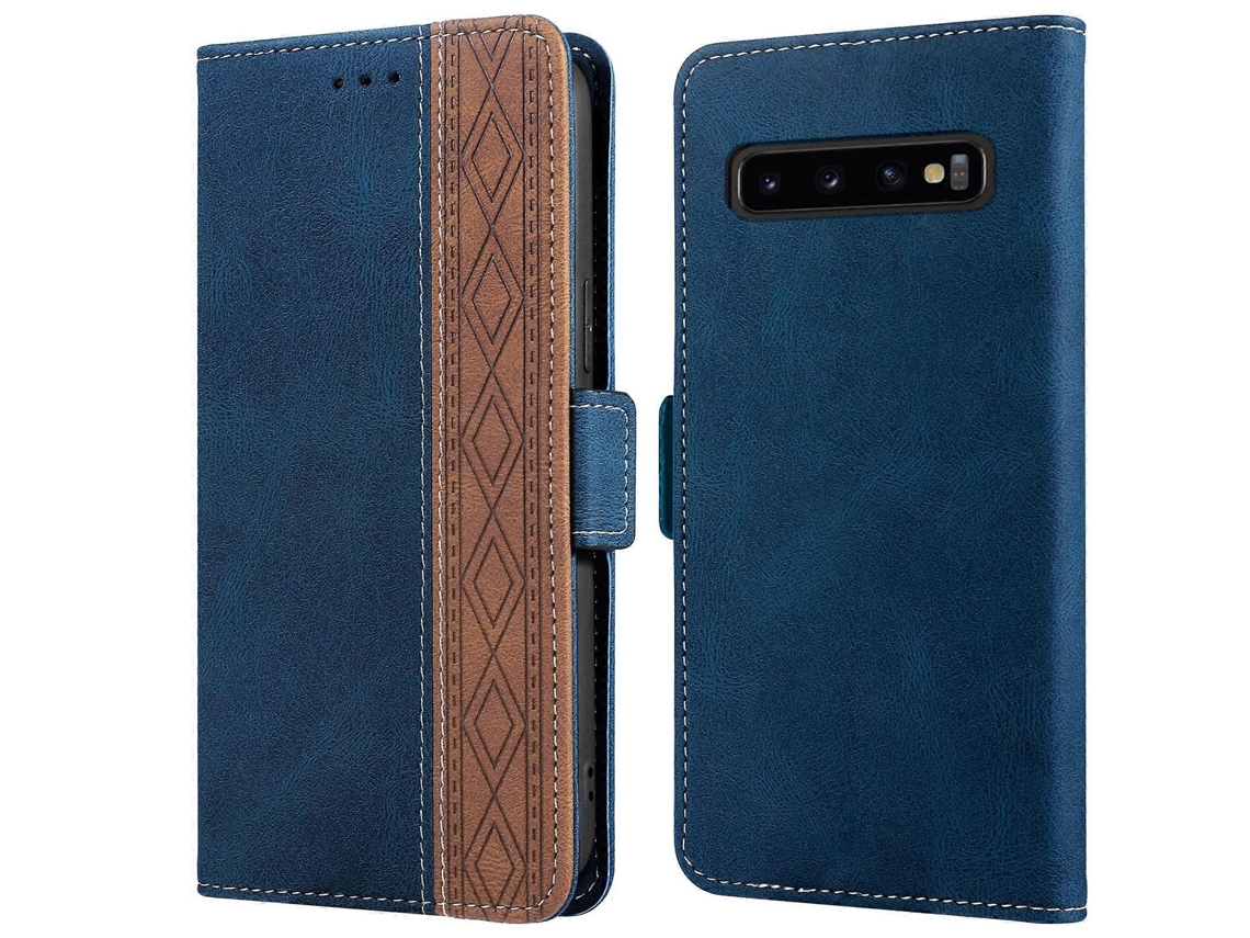 Capa De Couro Com Costura Lateral, Proteção Magnética E Rfid Para Samsung Galaxy S10