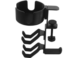 Suporte De Casque Noir Multifuncional Com Pince Réglable Para Porta - Gobelet Em Abs, Design Elegante
