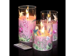 Rebe 3 Velas de Cristal Sin Llama Colibrí com Controle Remoto e Função de Temporizador