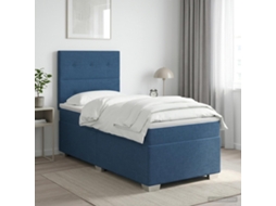 Vidaxl Cama Box Spring Com Colchão Azul 80 X 200 Cm Tecido