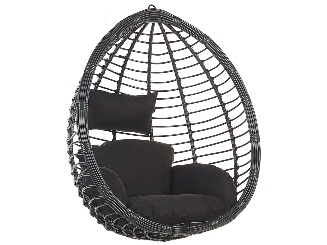 Silla Colgante Beliani Tollo De Ratán Sintético Negro 100x74x116