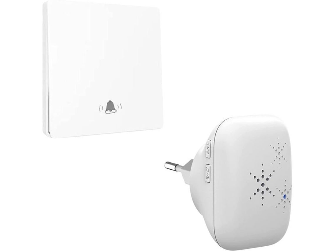 Conjunto De Campainha Sem Fio E Sem Bateria Ecológica Externa À Prova De Água Ip65 Neve Chuva Branco