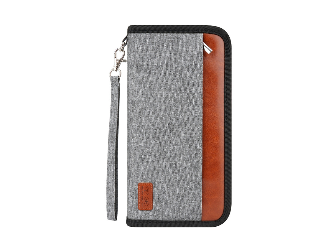 Bolsa de Viagem de Mulher NEVEANCE Portapassaporte Familiar Rfid Cinzento