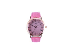 Relógio de Pulso Feminino de Quartzo com Pulseira Pu Estilo Moderno Rosa