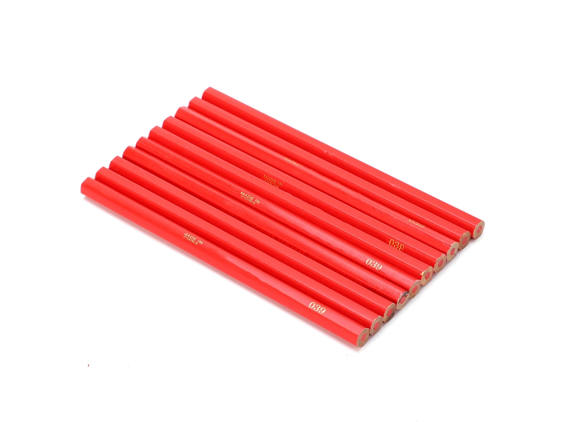 10 Lápis de Carpinteiro Vermelho Mina Vermelha Pinho Marcação YURU